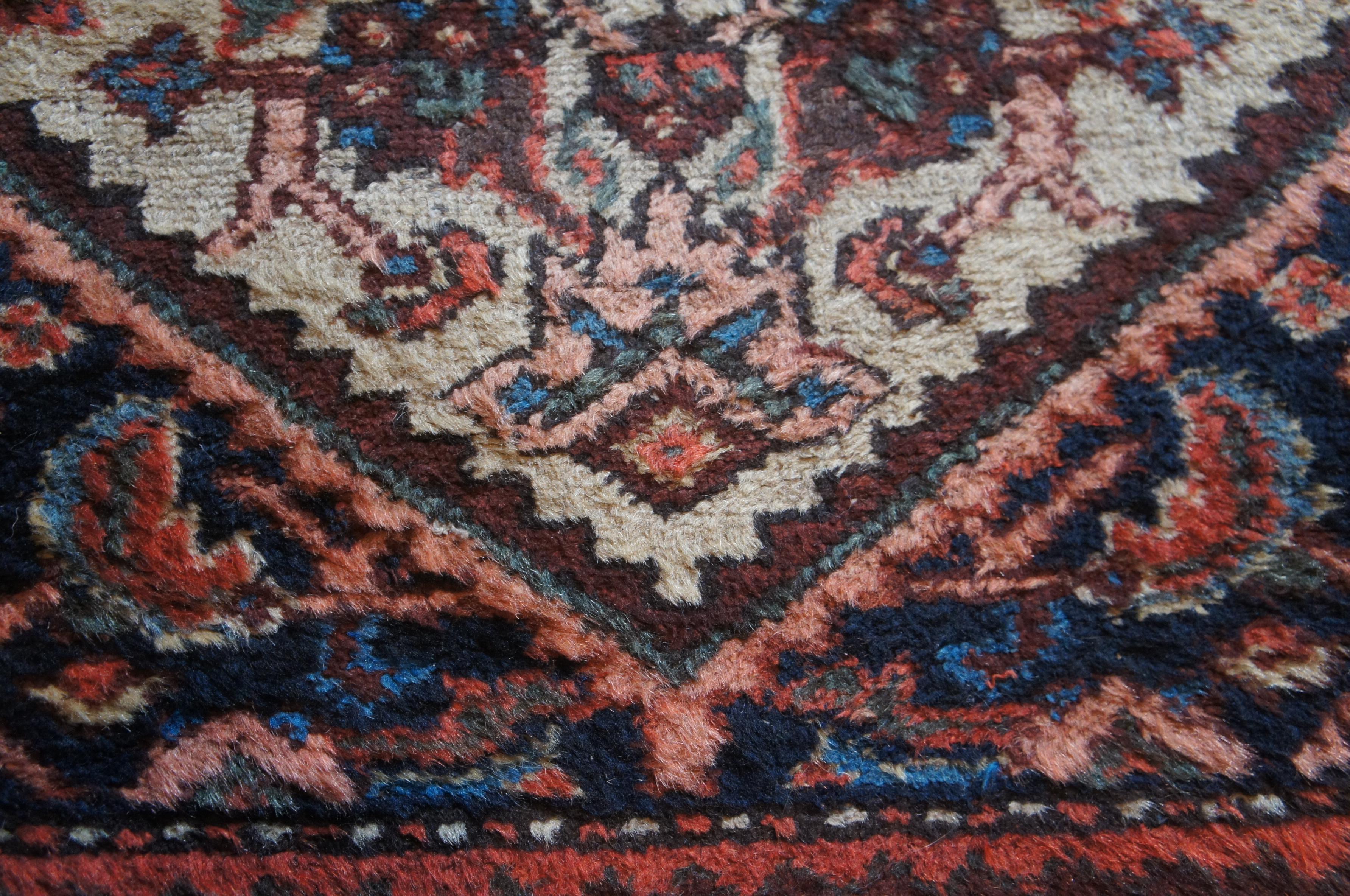 20th Century Vintage Hand Woven Iranian Bidjar Floral Wool Area Rug Carpet Persian For Sale