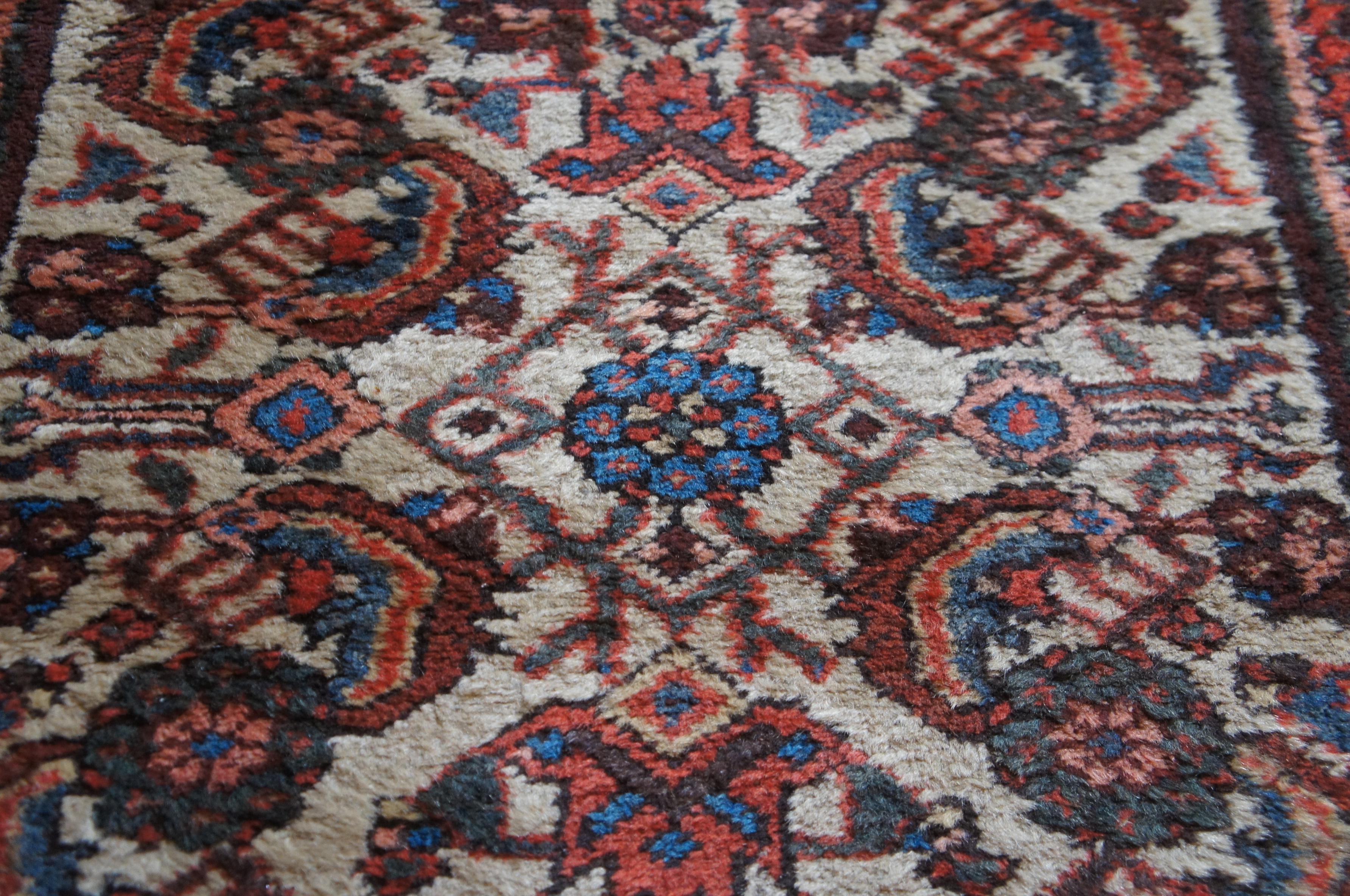 Vintage Hand Woven Iranian Bidjar Floral Wool Area Rug Carpet Persian For Sale 1