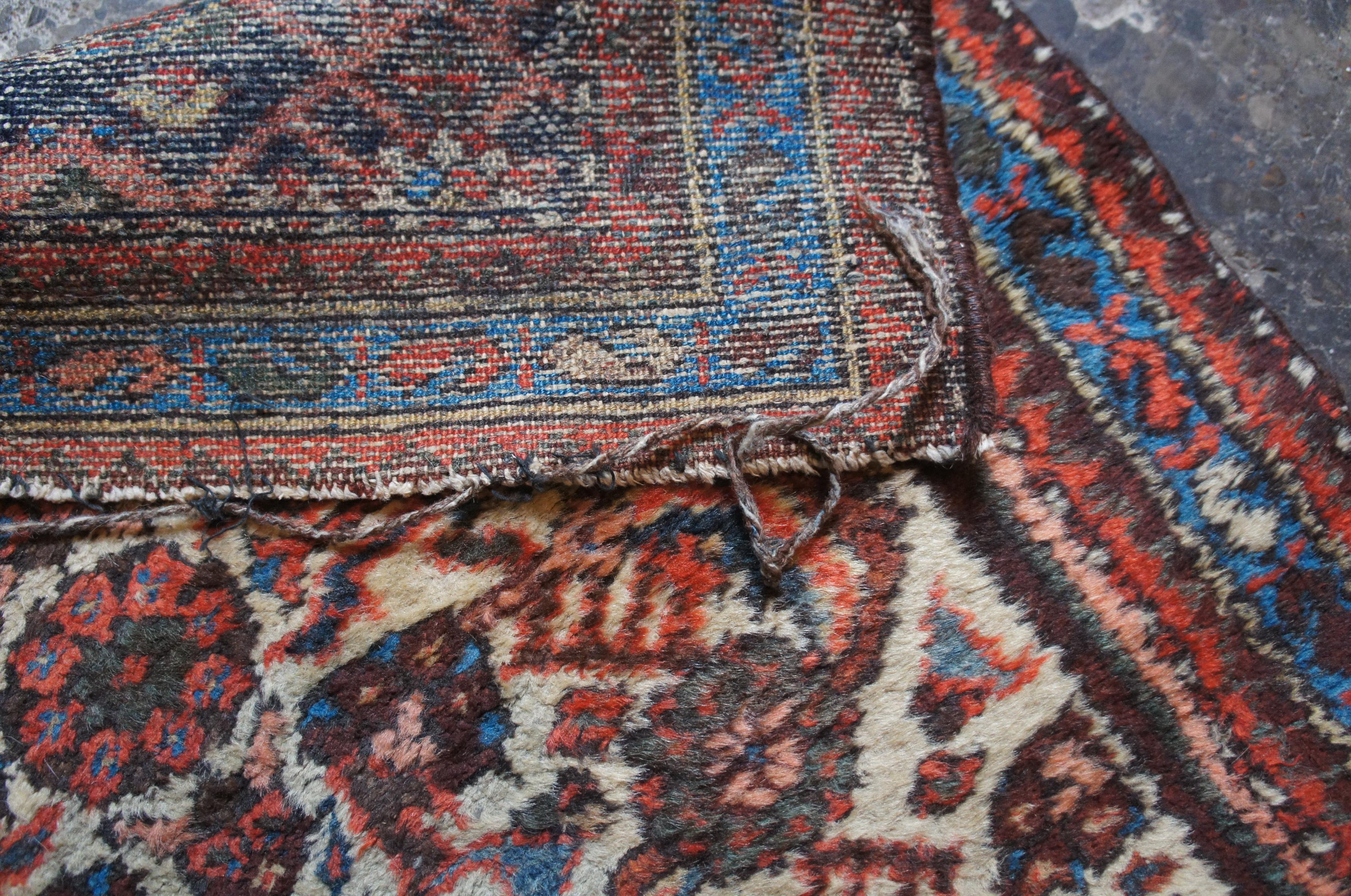 Vintage Hand Woven Iranian Bidjar Floral Wool Area Rug Carpet Persian For Sale 4