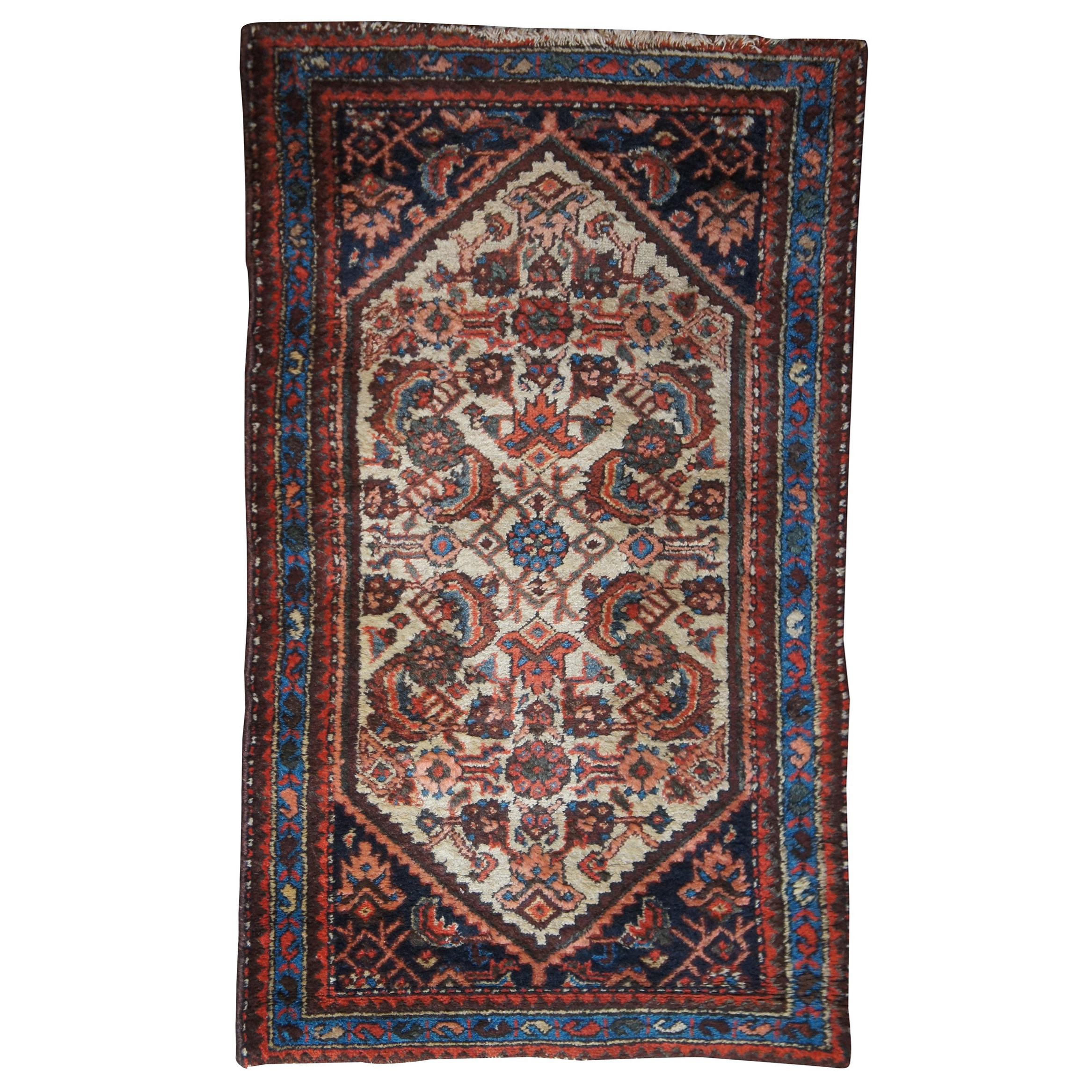 Vintage Hand Woven Iranian Bidjar Floral Wool Area Rug Carpet Persian For Sale
