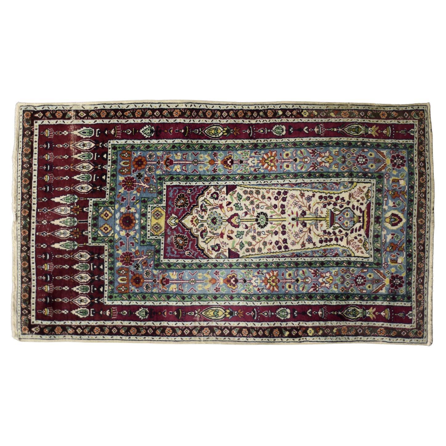 Vintage Hand-Woven Middle Eastern Oriental Baluch Prayer Rug, 1960s