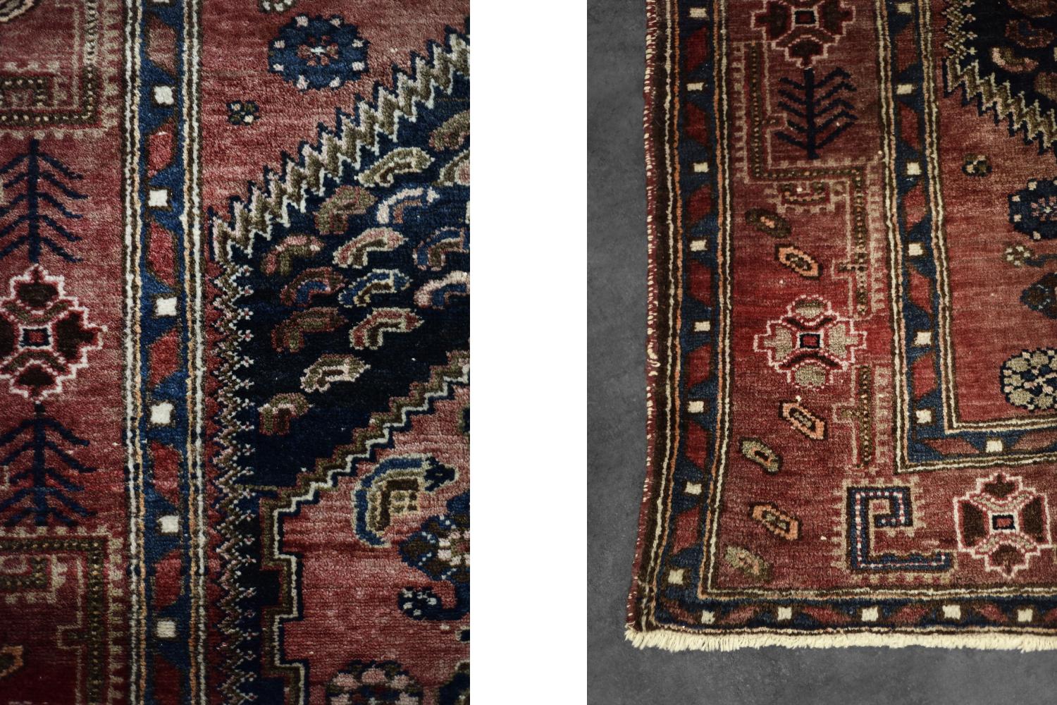 Metà XX secolo Tappeto orientale Hamadan Kamse d'epoca, tessuto a mano, anni '60 in vendita