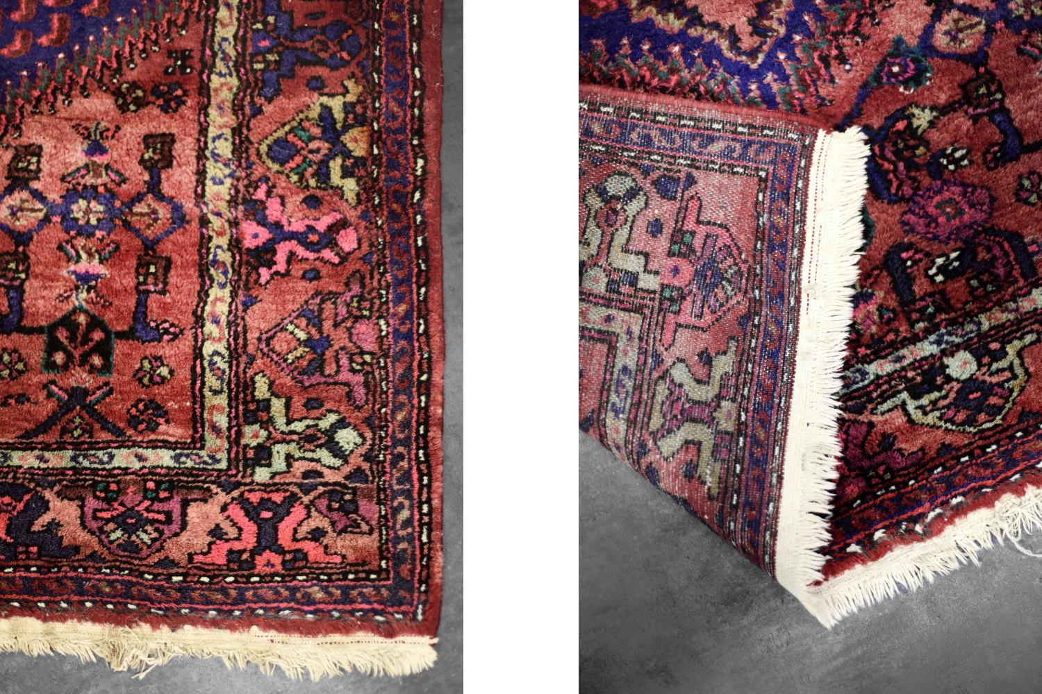 Vintage Hand-Woven Middle Eastern Oriental Hamadan Rug, 1960s In Good Condition For Sale In Warszawa, Mazowieckie
