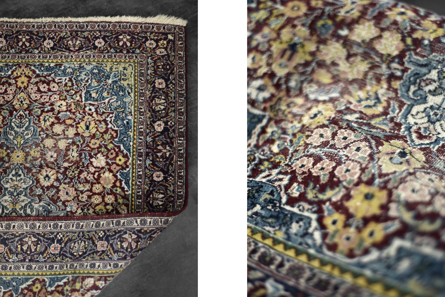 Persian Vintage Hand-Woven Middle Eastern Oriental Isfahan Rug, 1940s For Sale