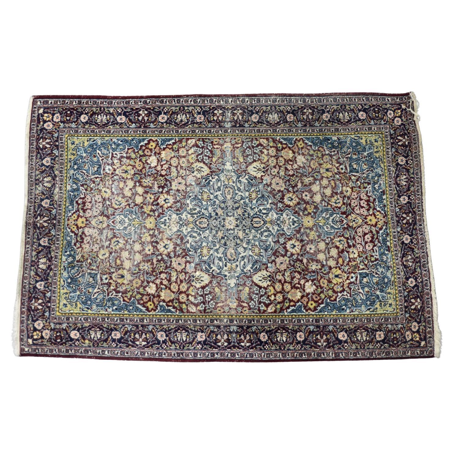 Vintage Hand-Woven Middle Eastern Oriental Isfahan Rug, 1940s