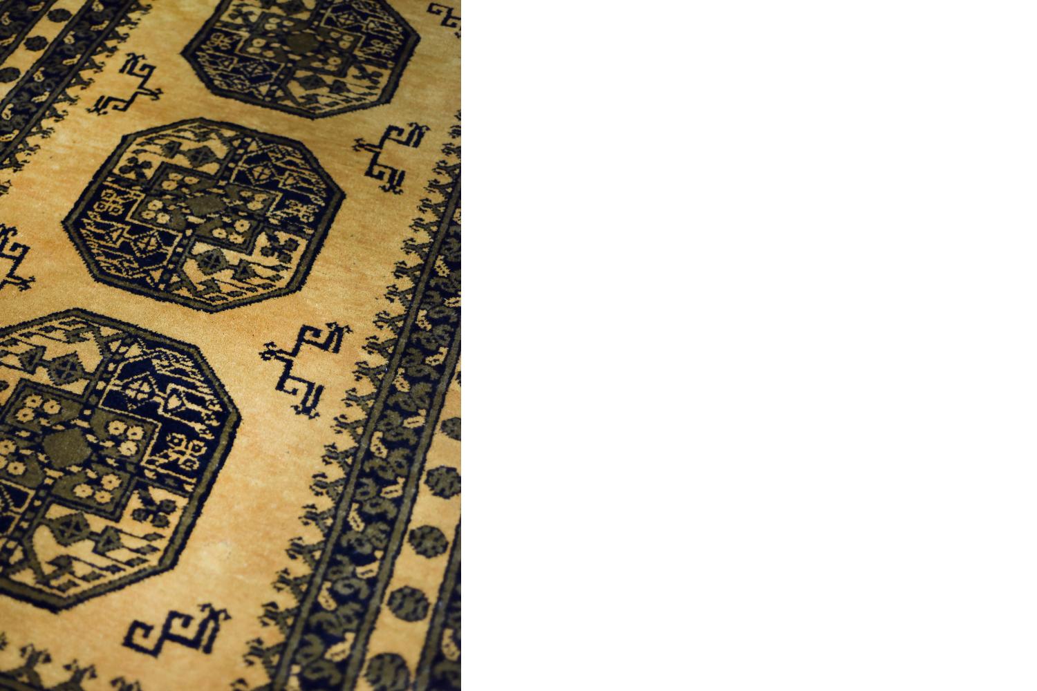 Vintage Hand-Woven Oriental Afghan Gold Ersari Rug, 1930s Bon état - En vente à Warszawa, Mazowieckie