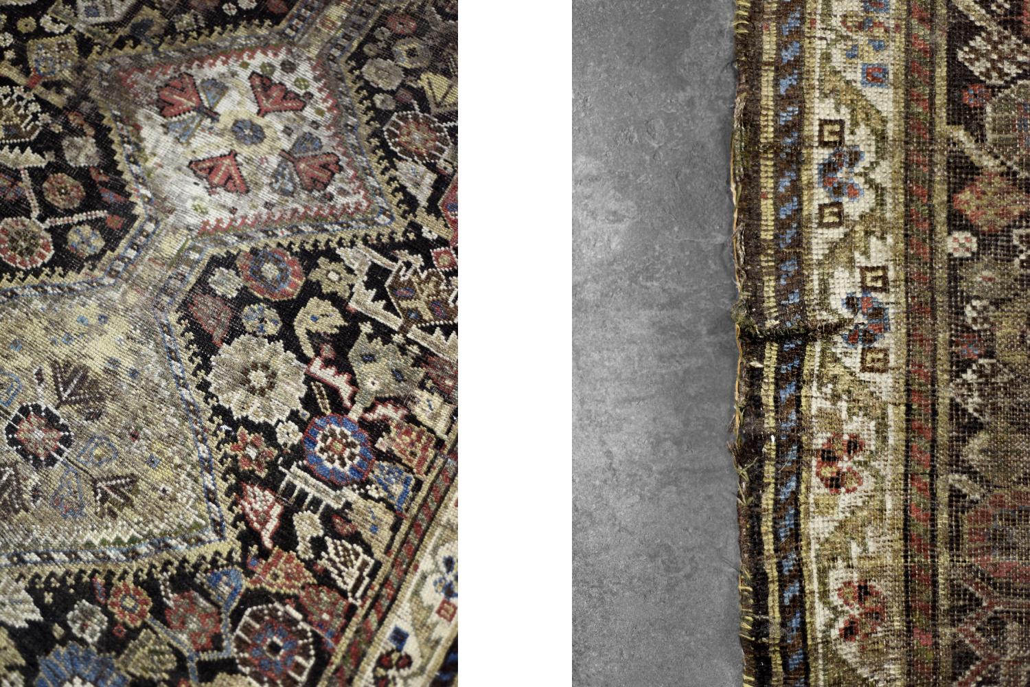 Persiano Vintage Hand-Woven Oriental Long Nomadic Qashqai Rug, 1920s in vendita
