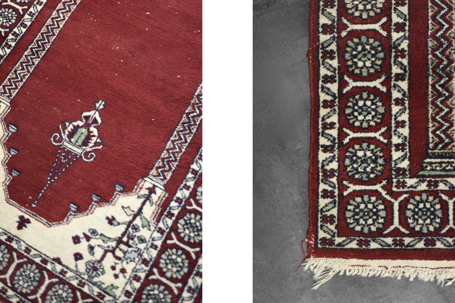 Mid-20th Century Vintage Hand-Woven Oriental Pakistani Mihrab Prayer Rug, 1960s For Sale