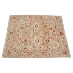 Vintage Hand Woven Pakistani Peshawar Red & Beige Floral Carpet Wool Area Rug 8' x 10'