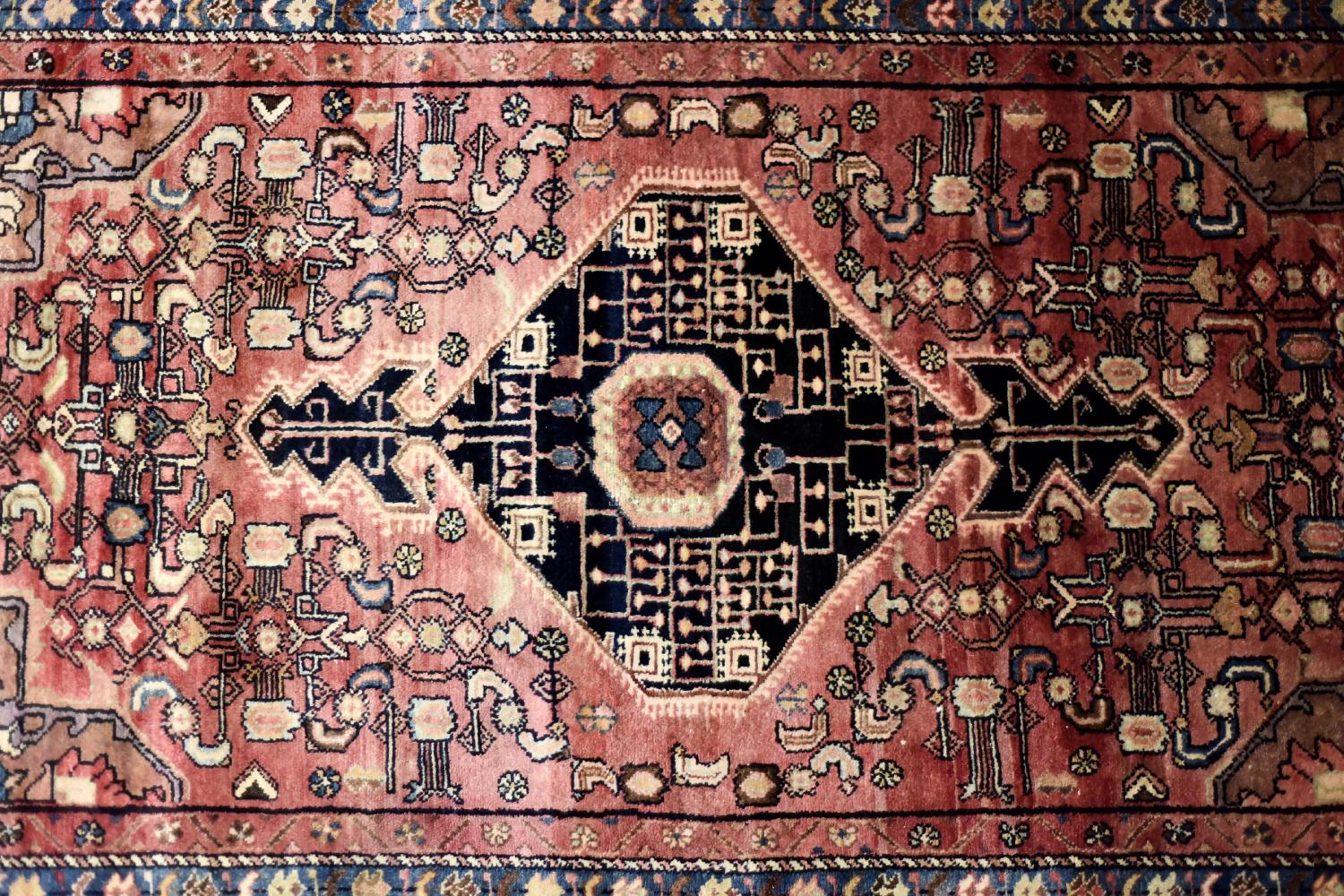 Vintage Hand-Woven Oriental Zanjan Hamadan Rug, Middle Eastern, 1960s For Sale 7