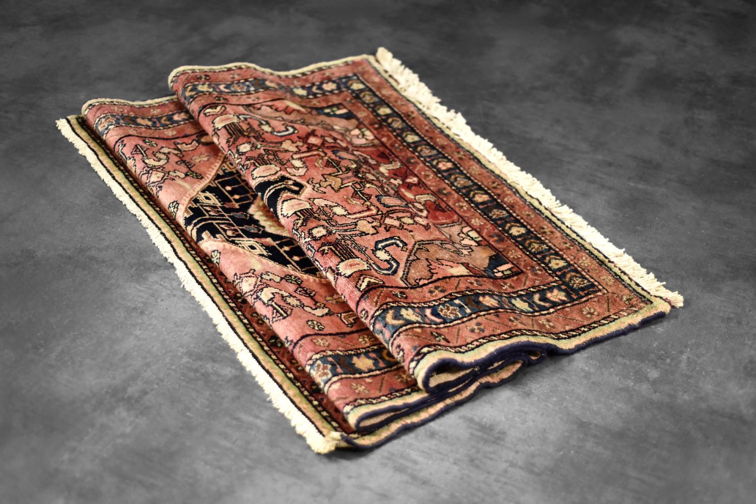 Vintage Hand-Woven Oriental Zanjan Hamadan Rug, Middle Eastern, 1960s For Sale 9