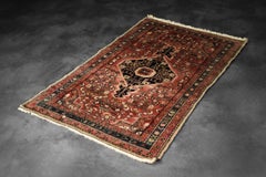 Vintage Hand-Woven Oriental Zanjan Hamadan Rug, Middle Eastern, 1960s