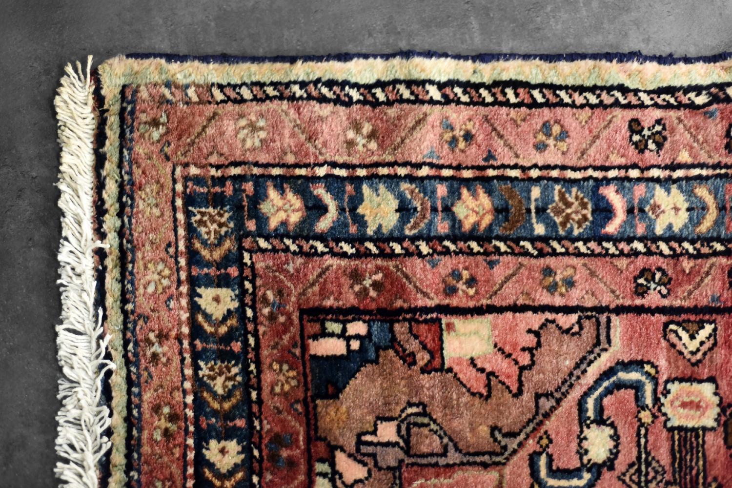 Vintage Hand-Woven Oriental Zanjan Hamadan Rug, Middle Eastern, 1960s For Sale 2