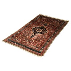 Vintage Hand-Woven Oriental Zanjan Hamadan Rug, Middle Eastern, 1960s