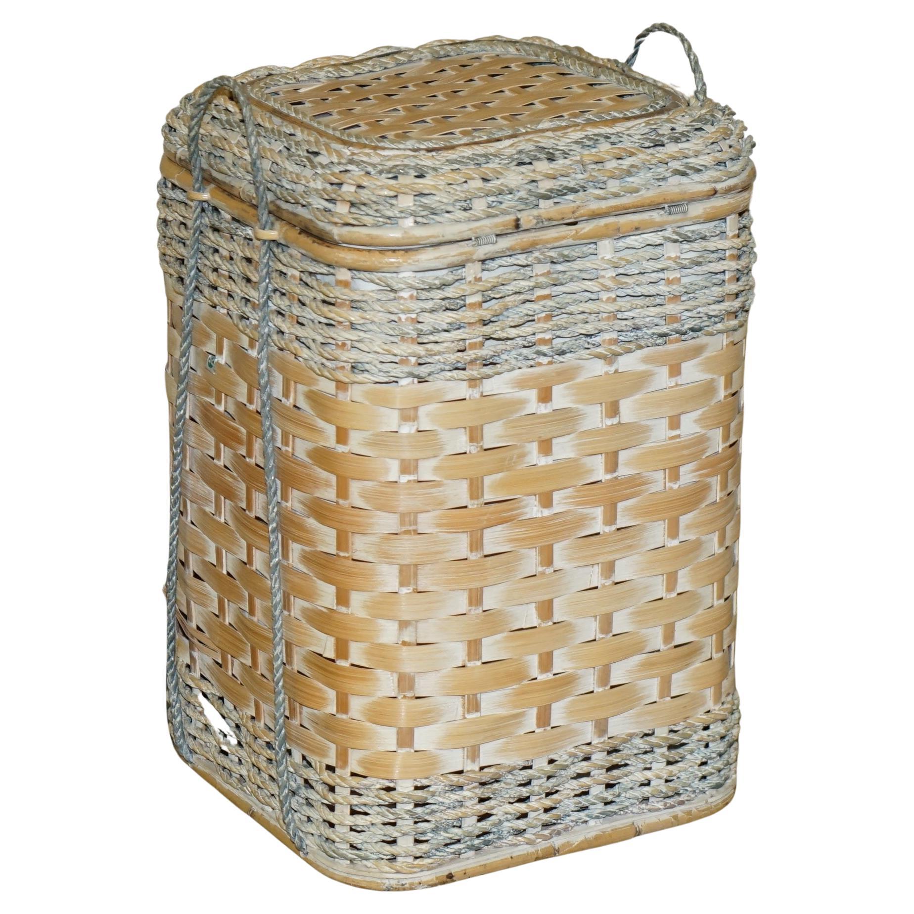 ViNTAGE PANIER EN MER PEINTURE TISSUE A LA MAIN POUR UTILISER COMME CORBEILLE DE POTENTIEL VERNISSERIE RANGEMENT DE JOUETS