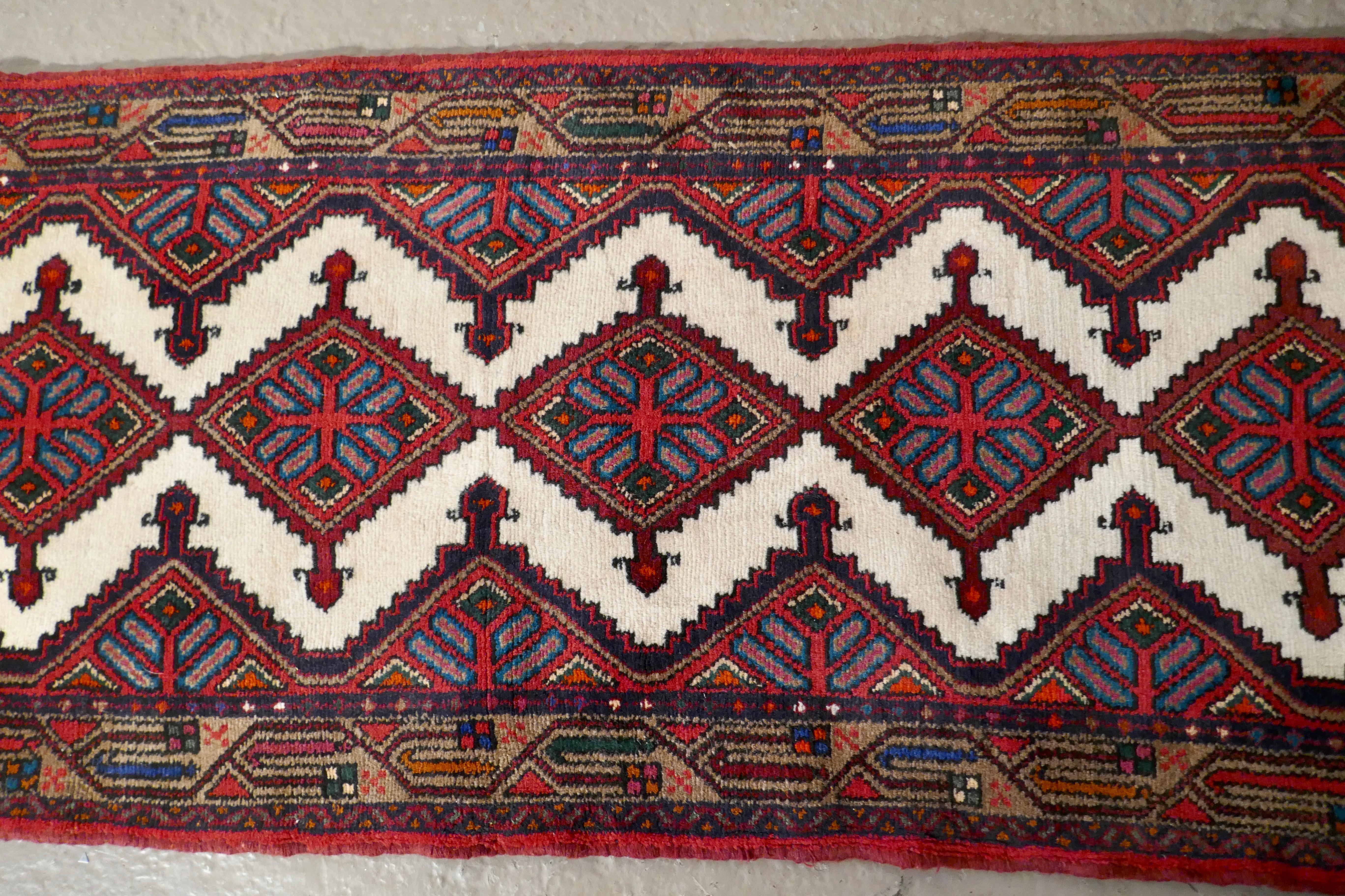 Folk Art Vintage Hand Woven Persian, Carpet Runner For Sale