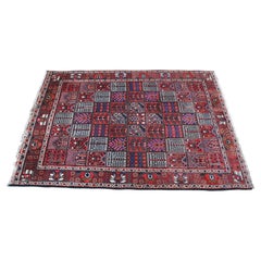 Vintage Hand Woven Persian Bakhtiari Geometric Four Garden Wool Area Rug 7 x 10'