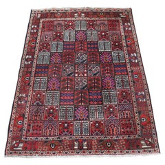 Vintage Hand Woven Persian Bakhtiari Geometric Four Garden Wool Area Rug 7 x 10'