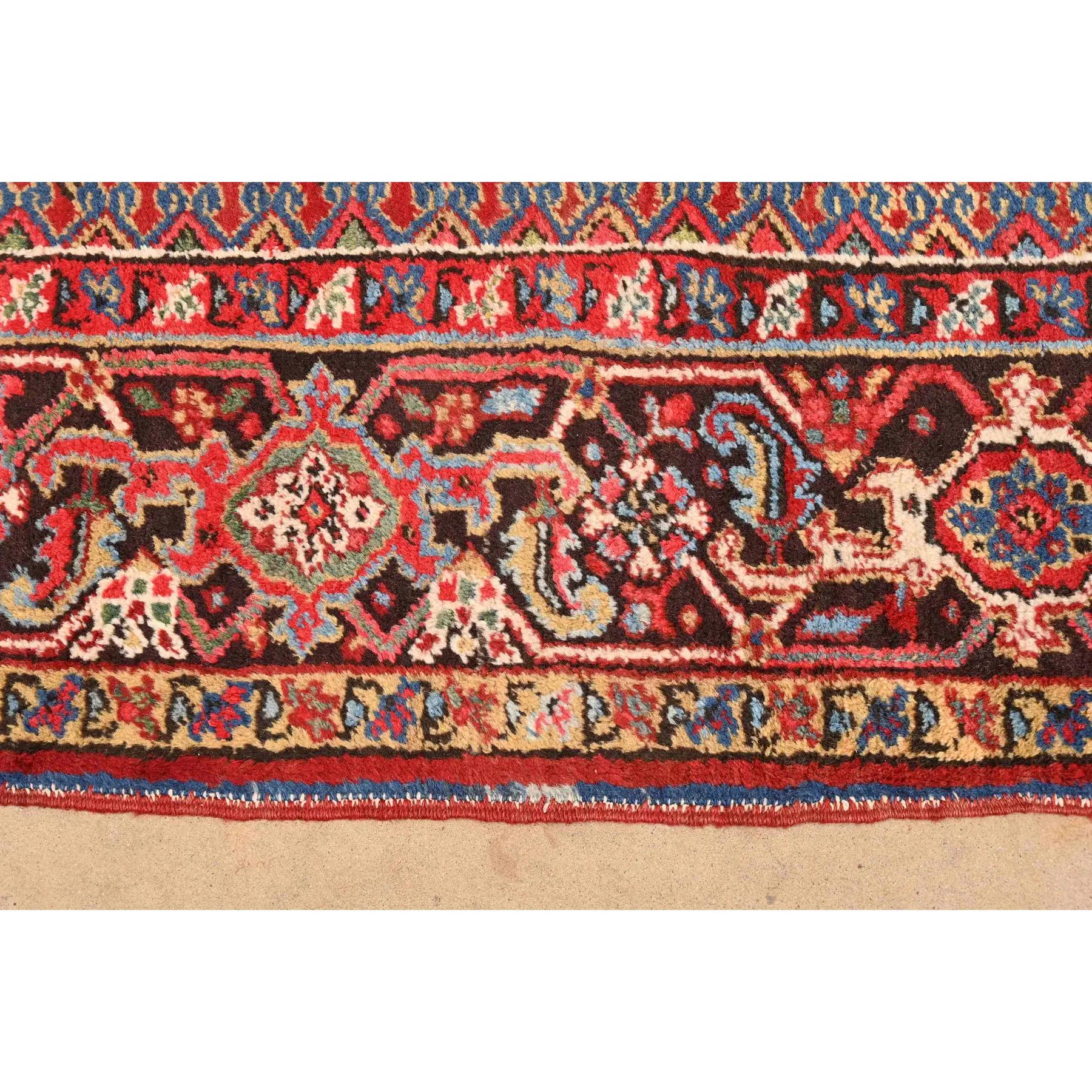 Handgewebter persischer Heriz-Teppich aus Wolle in Zimmergröße, Vintage im Angebot 5