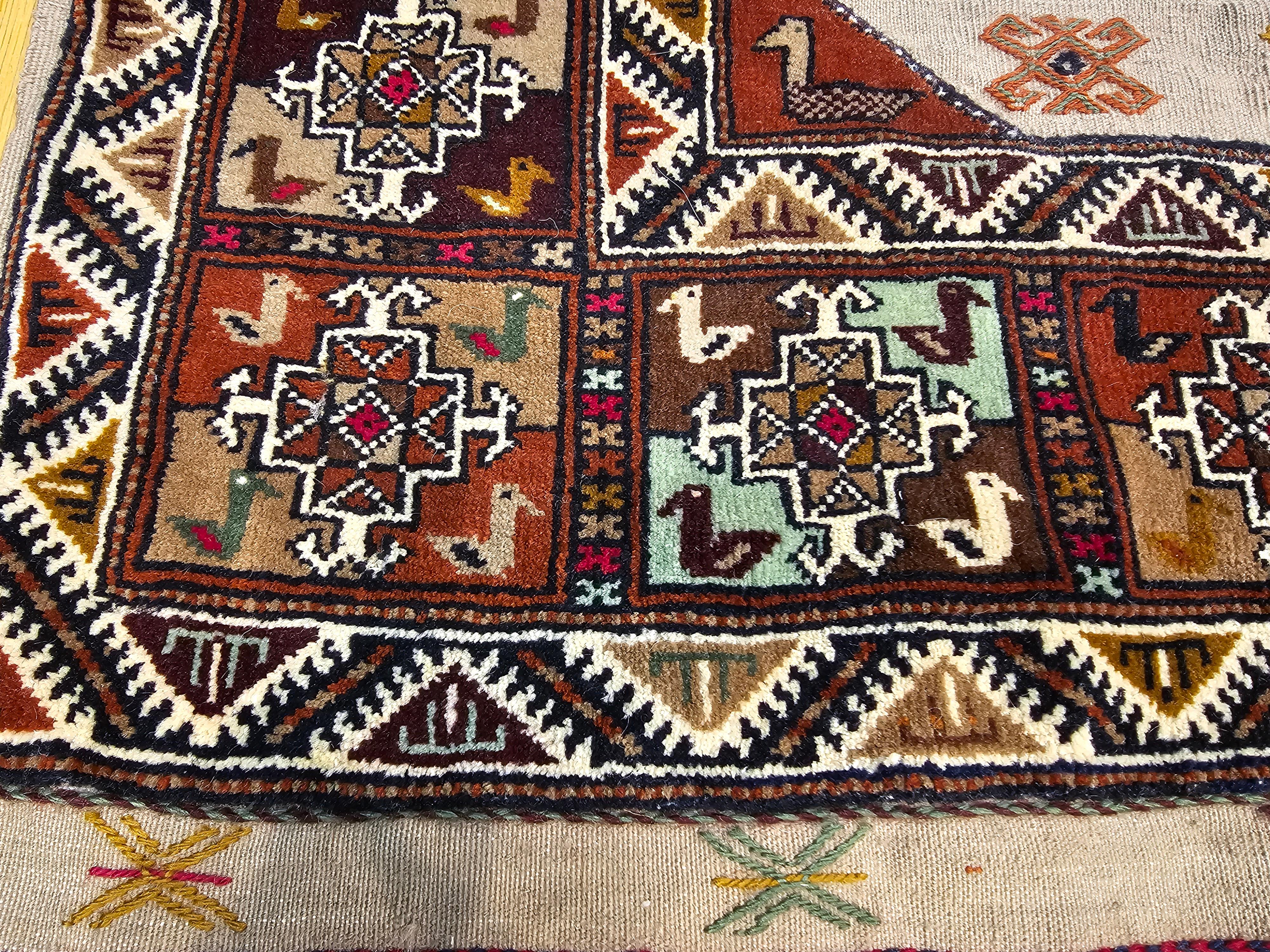 Vintage Hand-Woven Persian Qashqai Tribal Tapestry in Tree of Life Pattern For Sale 4