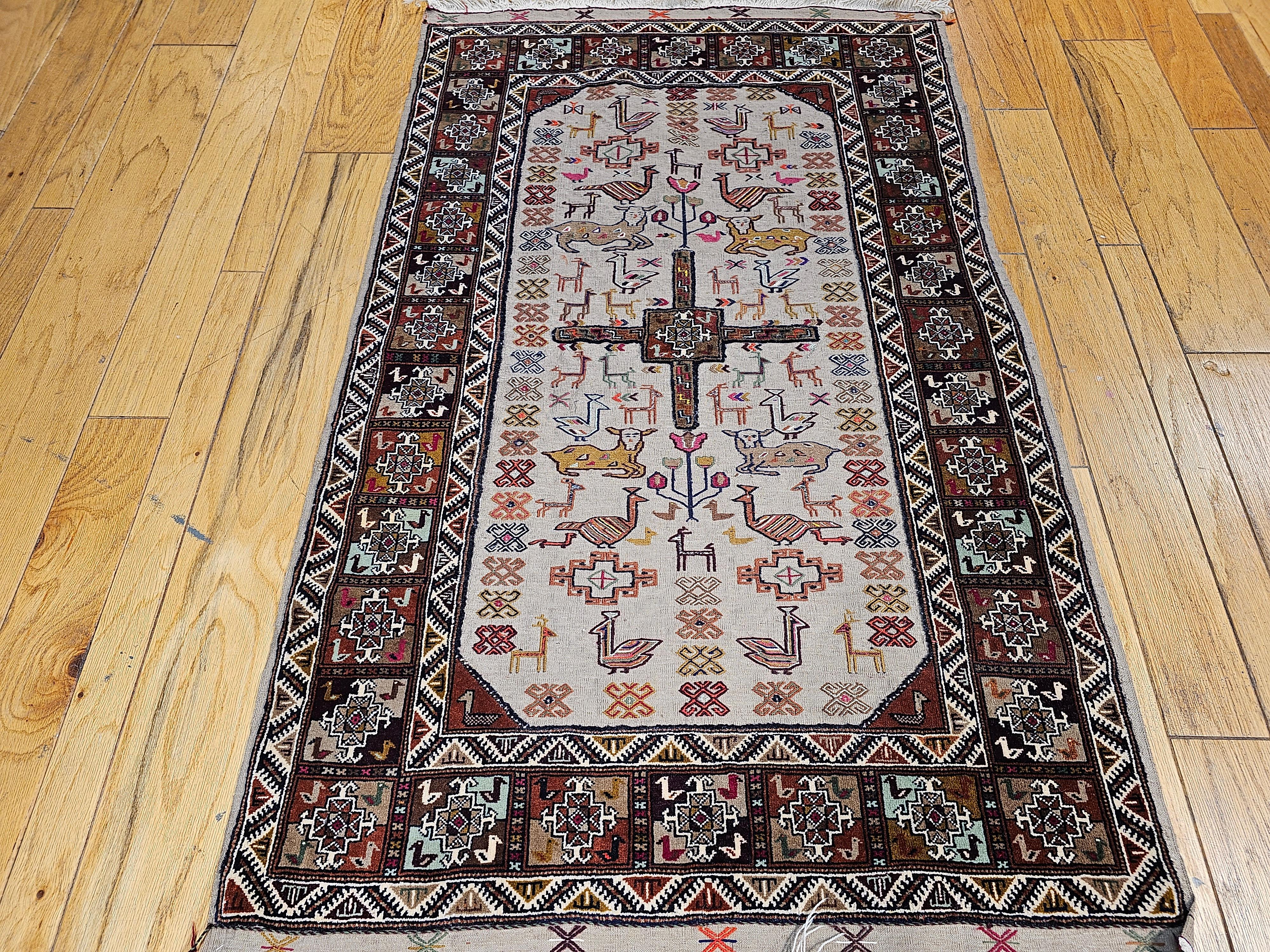 Vintage Hand-Woven Persian Qashqai Tribal Tapestry in Tree of Life Pattern For Sale 8