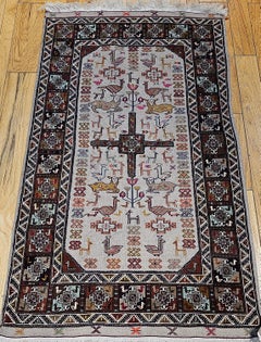 Vintage Hand-Woven Persian Qashqai Tribal Rug in Tree of Life Pattern