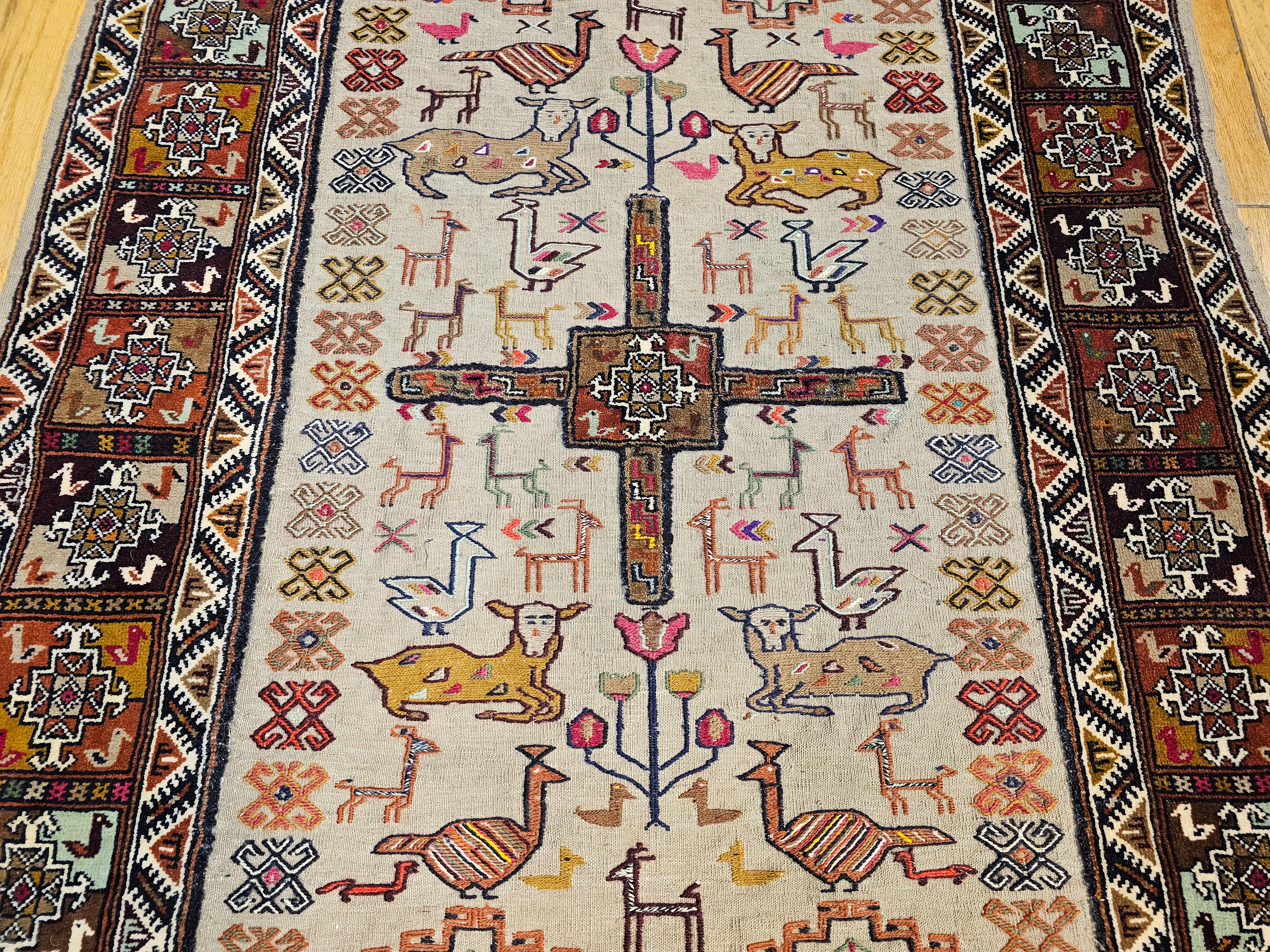 20th Century Vintage Hand-Woven Persian Qashqai Tribal Tapestry in Tree of Life Pattern For Sale