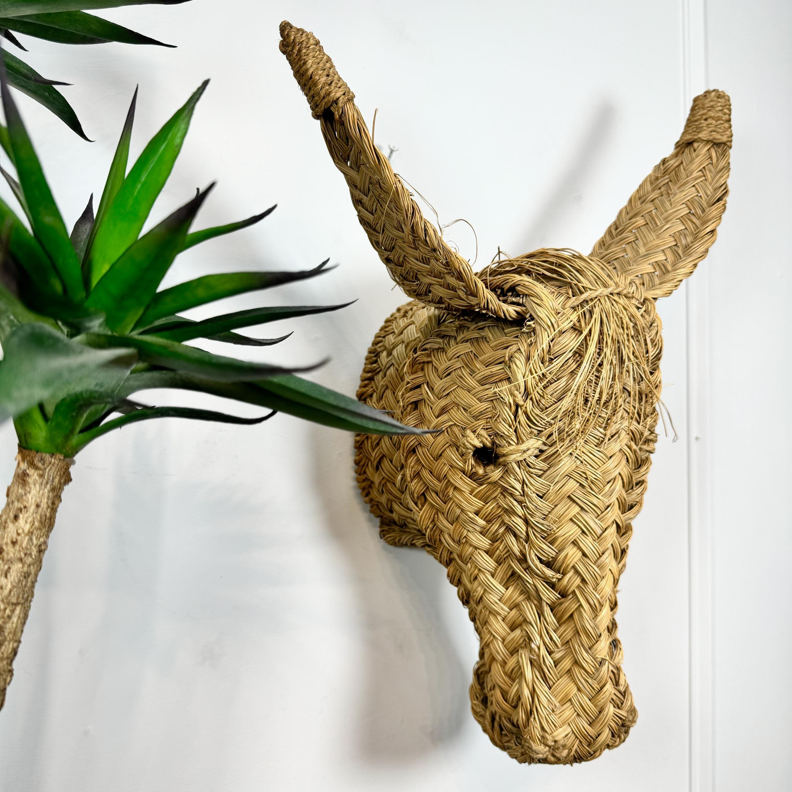 Vintage Hand Woven Spanish Donkey Head Wall Mount 1970's For Sale 1