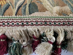 Vintage hand woven tasseled Aubusson tapestry pillow