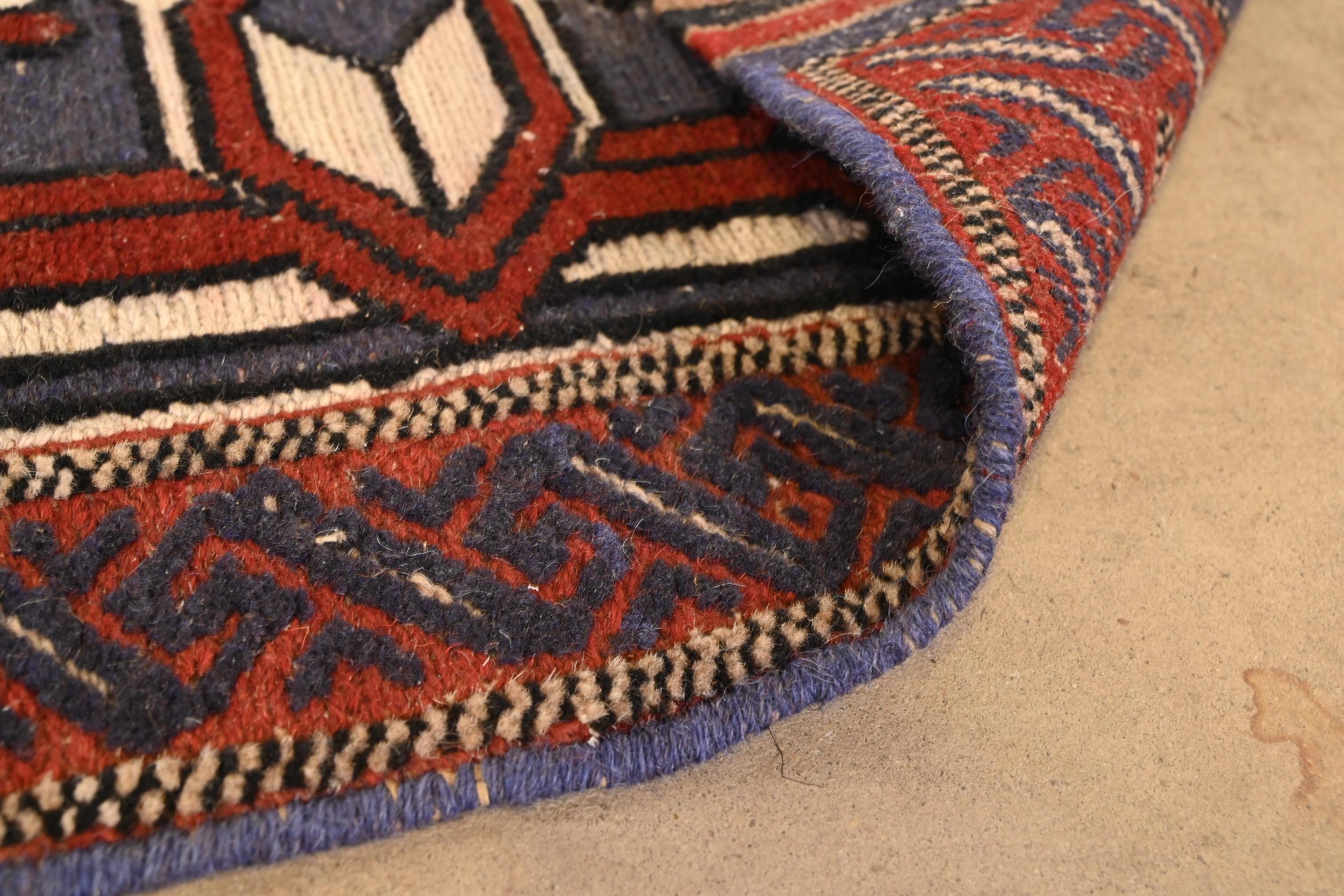 Vintage Hand-Woven Tribal Afghan Soumak Wool Rug 4