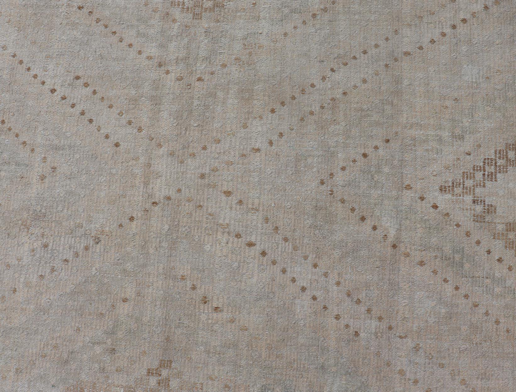 Handgewebter türkischer bestickter Flachgewebe-Teppich mit geometrischem Design, handgewebt (Kelim)