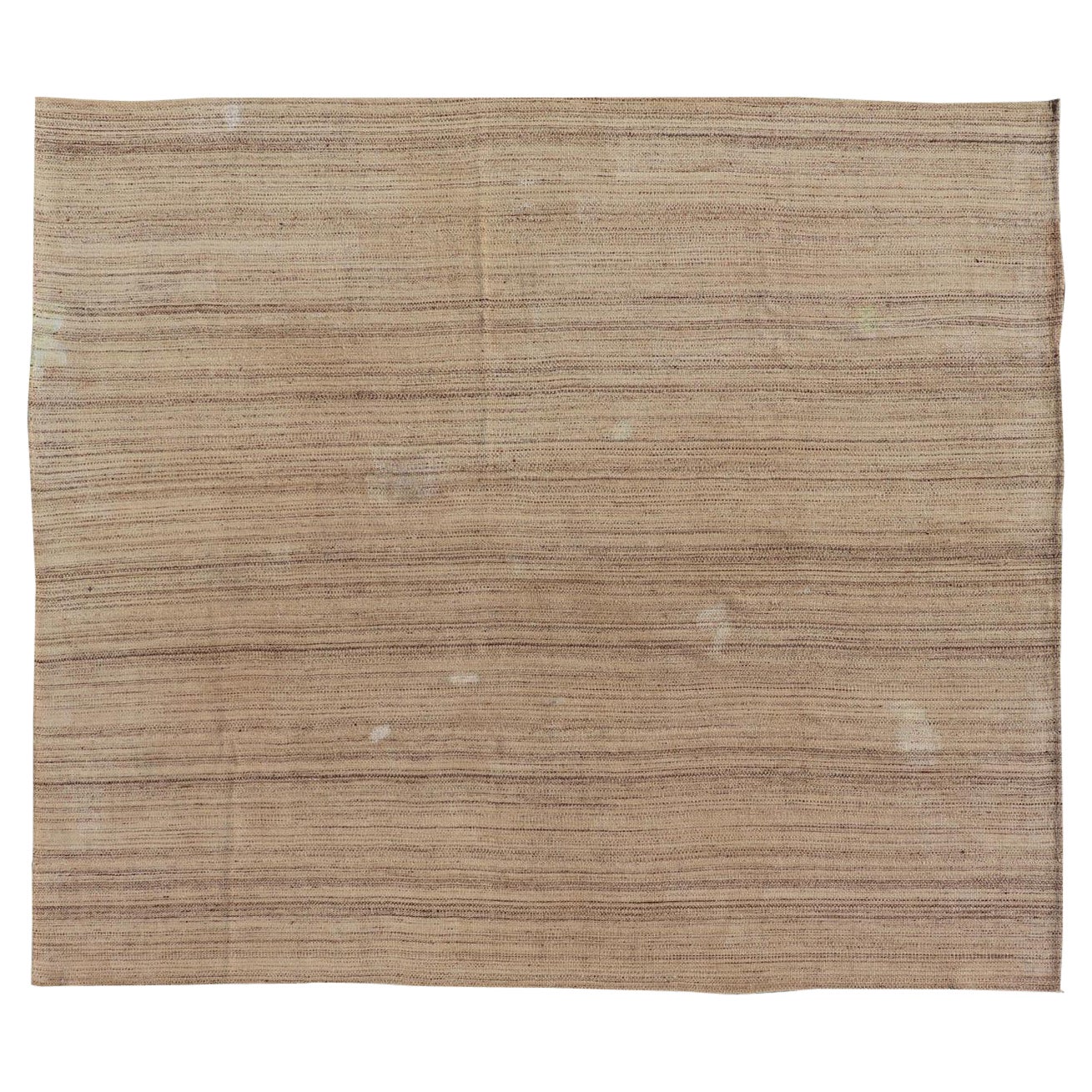Kilim turco vintage tessuto a mano in lana con disegno a strisce nei toni della terra