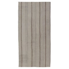 Vintage Hand Woven Turkish Kilim with Stripes in Taupe, Cream & Brown