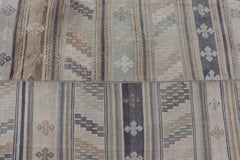 Vintage Hand Woven Turkish Paneled Kilim Vintage Rug in Muted Colors