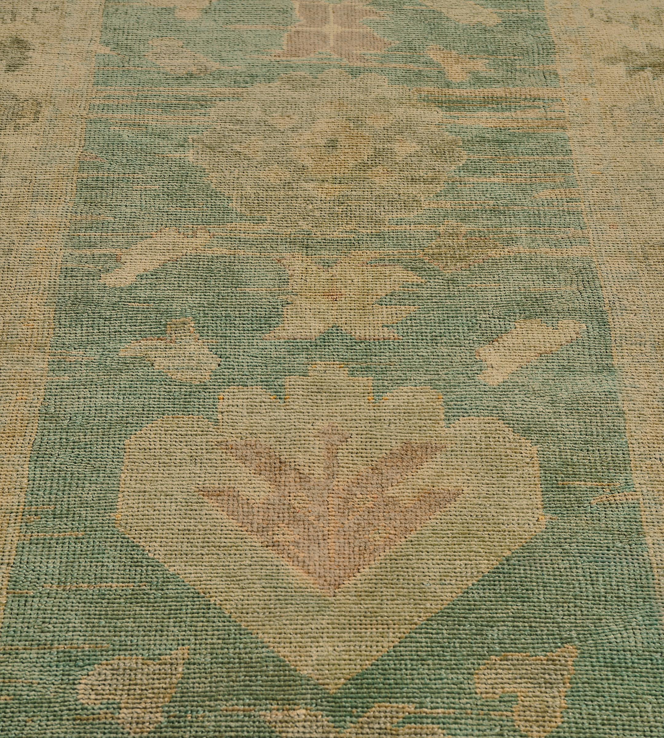 Handgewebter türkischer Waldgrüner, geblümter Vintage-Läufer aus Wolle im Angebot 1