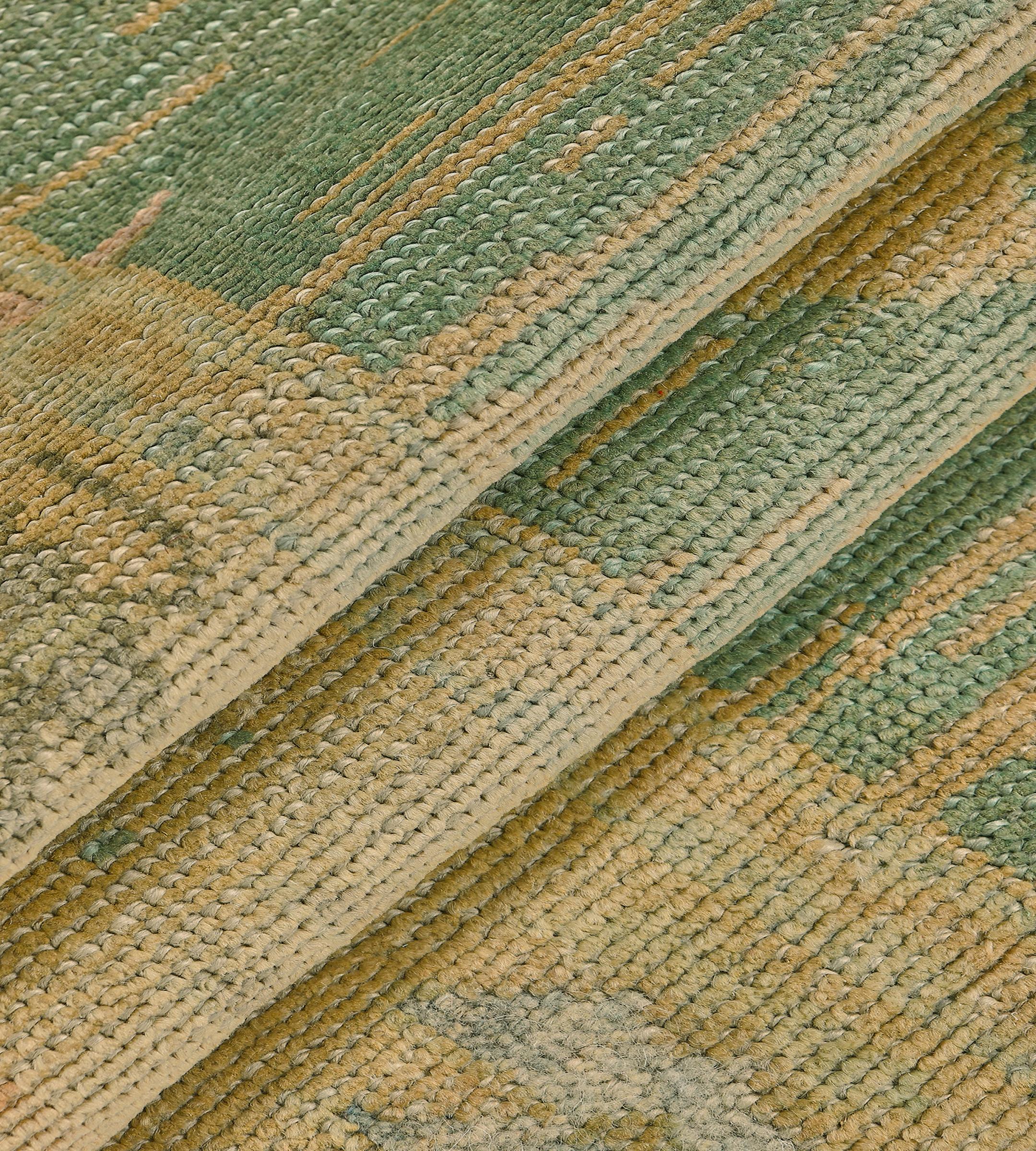 Handgewebter türkischer Waldgrüner, geblümter Vintage-Läufer aus Wolle im Angebot 2