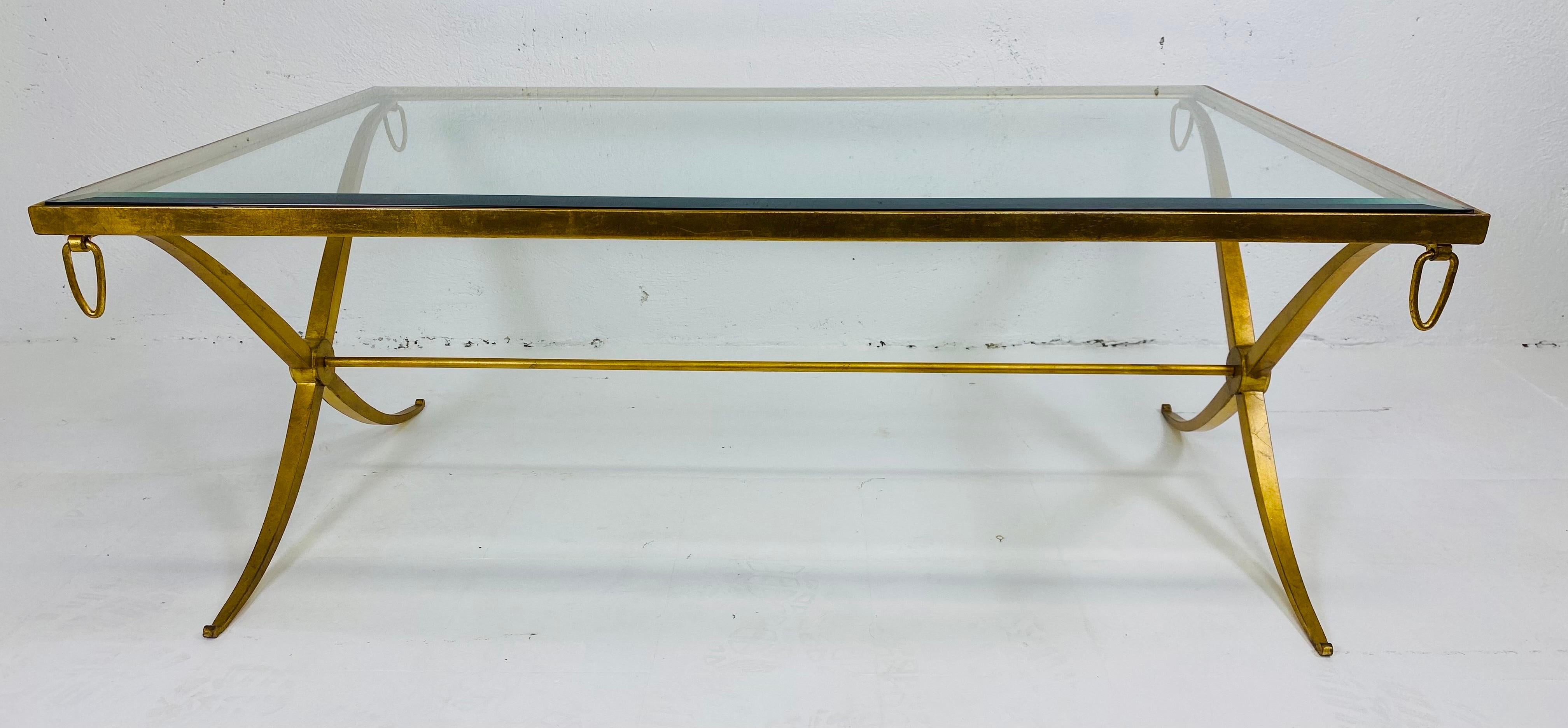 Vintage Handwrought Iron, Gilded Empire, Style Cocktail Table In Good Condition In Allentown, PA