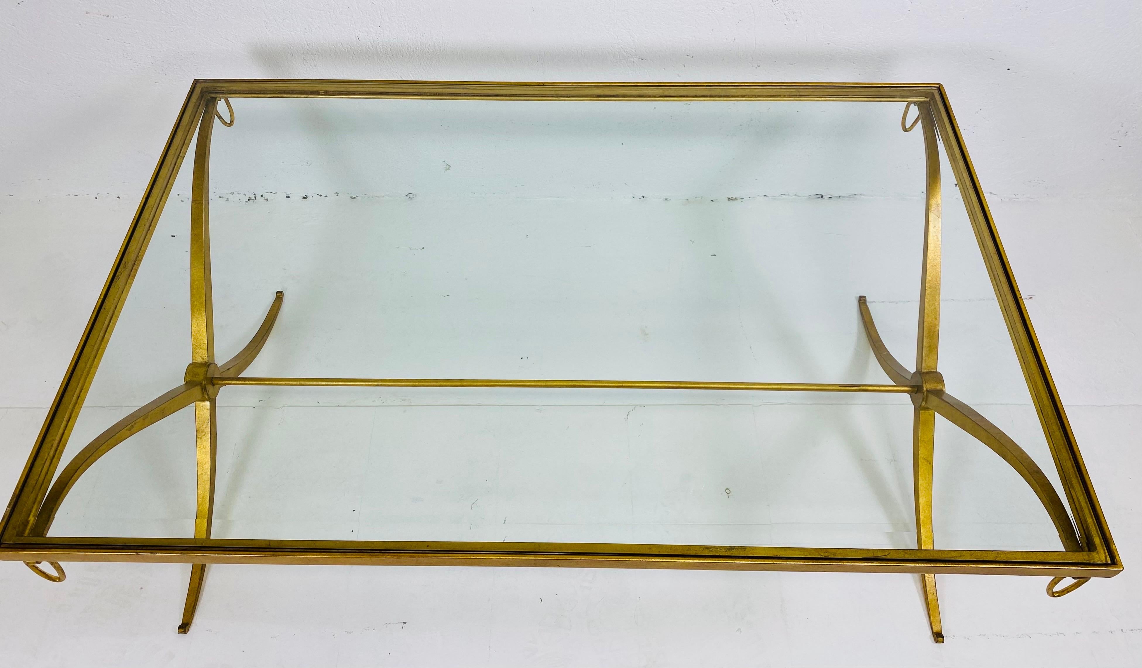 20th Century Vintage Handwrought Iron, Gilded Empire, Style Cocktail Table