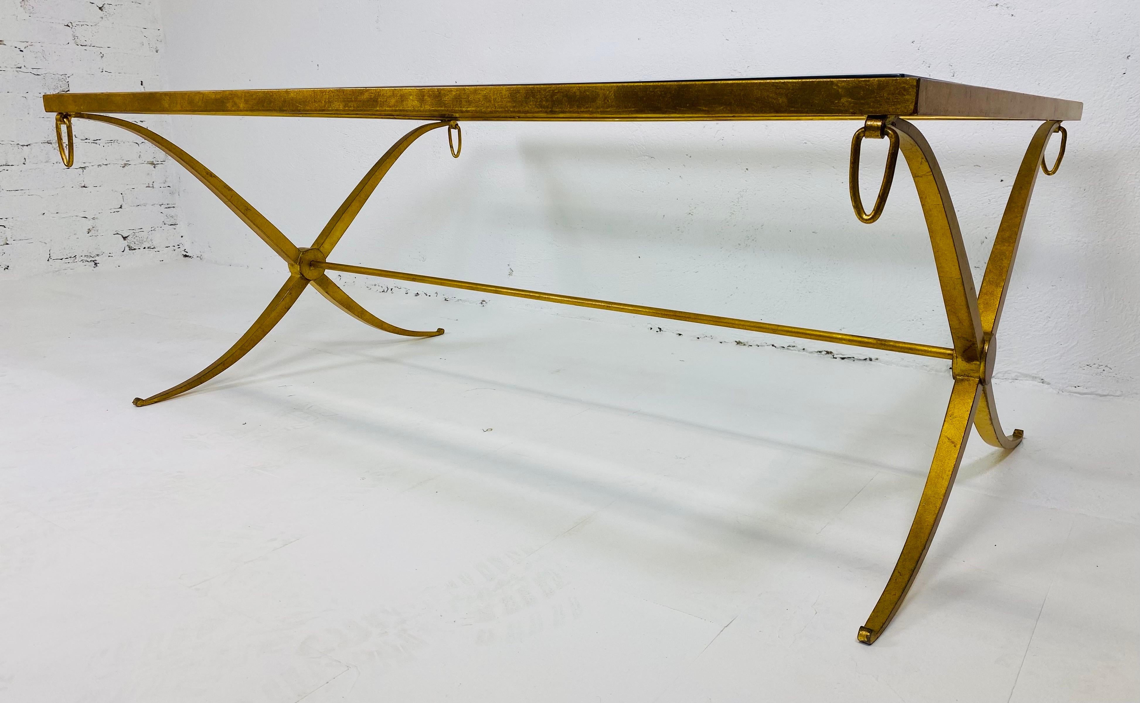 Vintage Handwrought Iron, Gilded Empire, Style Cocktail Table 1