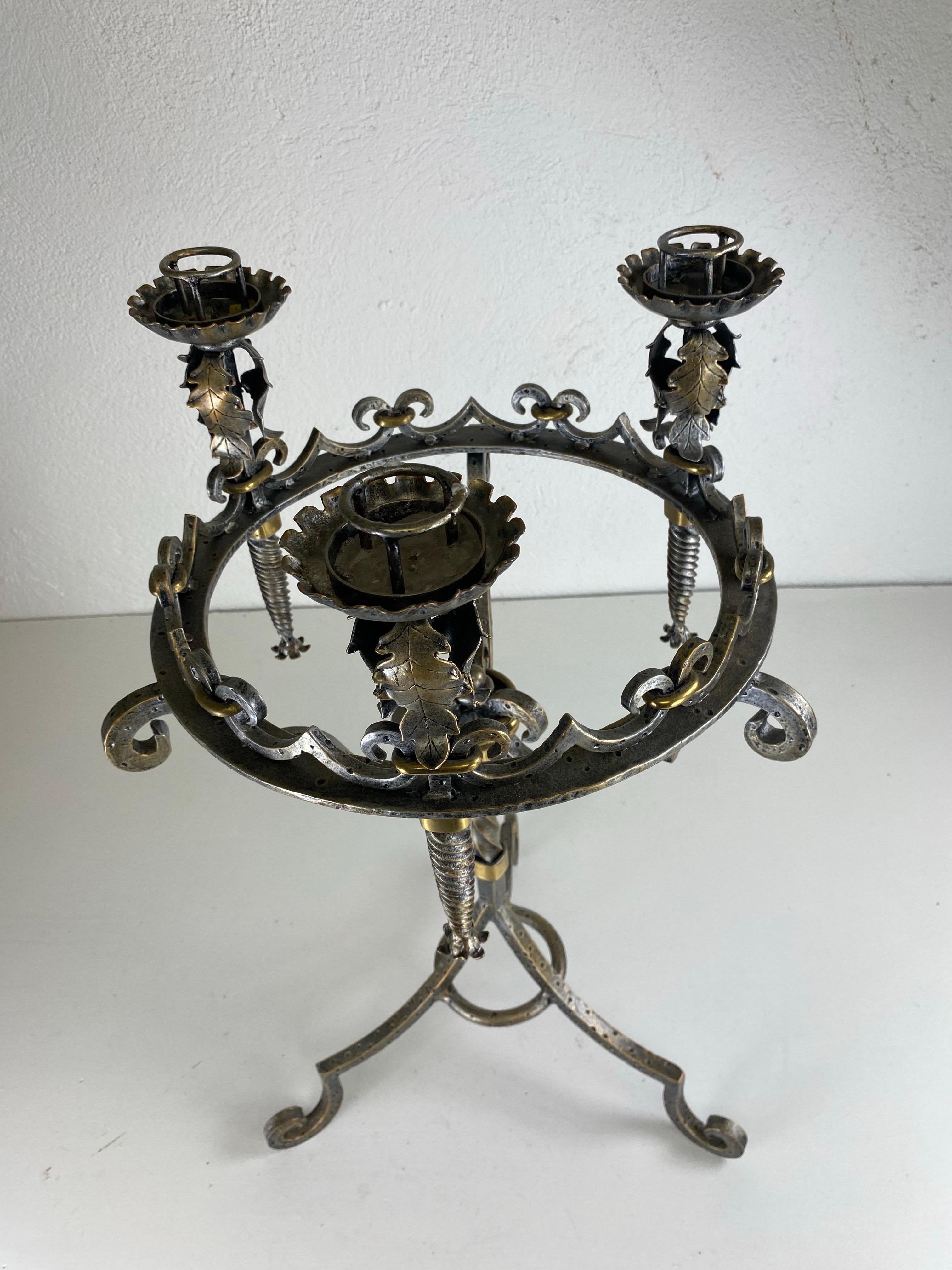 Candela gotica d'epoca in ferro battuto La Habra di Maitland Smith in vendita 1