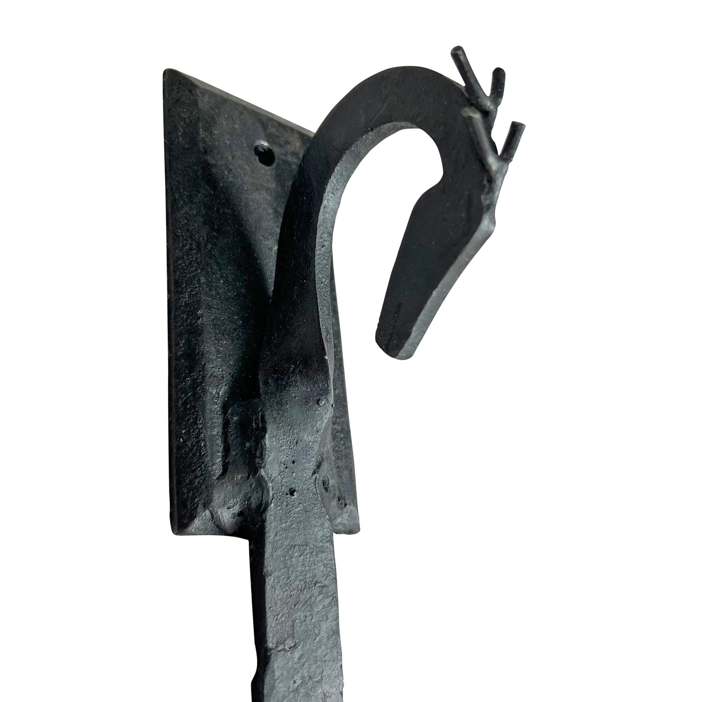 20th Century Vintage Handwrought Iron Horse Wall Hook
