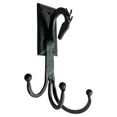 Vintage Handwrought Iron Horse Wall Hook