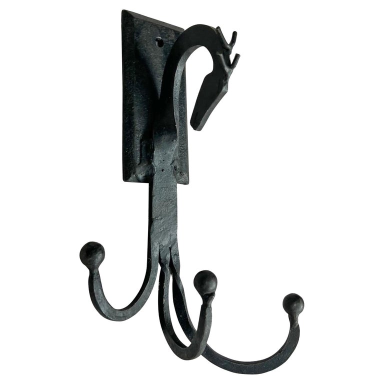 Vintage Handwrought Iron Horse Wall Hook For Sale at 1stDibs