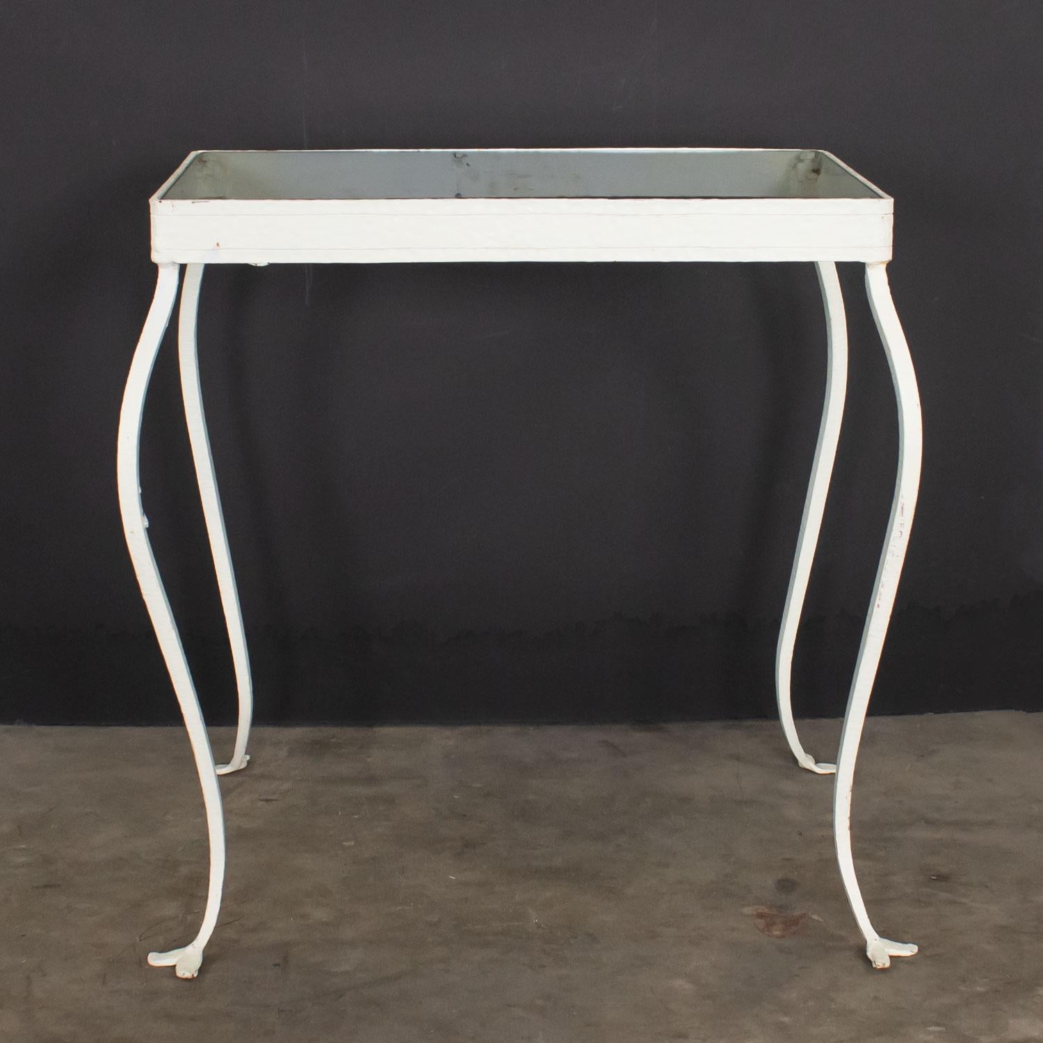 20th Century Vintage Handwrought Iron Rectangle Glass Top Side Table For Sale
