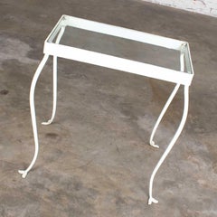 Vintage Handwrought Iron Rectangle Glass Top Side Table