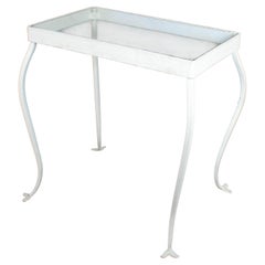Vintage End or Side Table Hand Wrought Iron Rectangle Glass Top Indoor/Outdoor