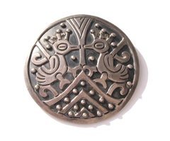 Vintage Hand Wrought Mexican Silver Kissing Lovebirds Pendant / Brooch