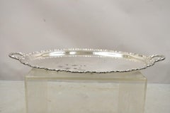 Vintage Handarbelt Alpacca Silver Plate Oval Tray Serving Platter