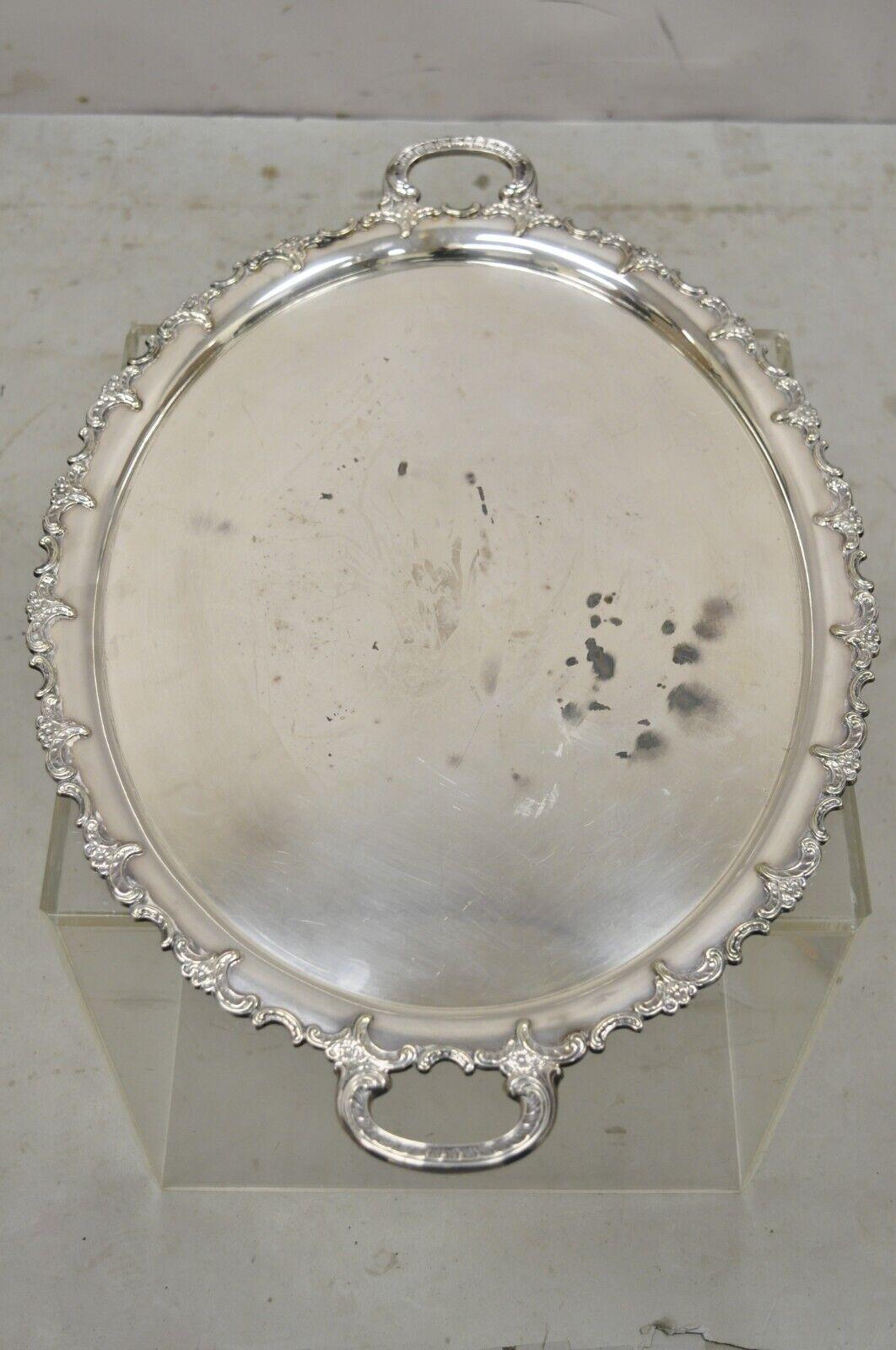 Vassoio ovale da portata vintage Handarbelt Alpacca Silver Plate In condizioni buone in vendita a Philadelphia, PA