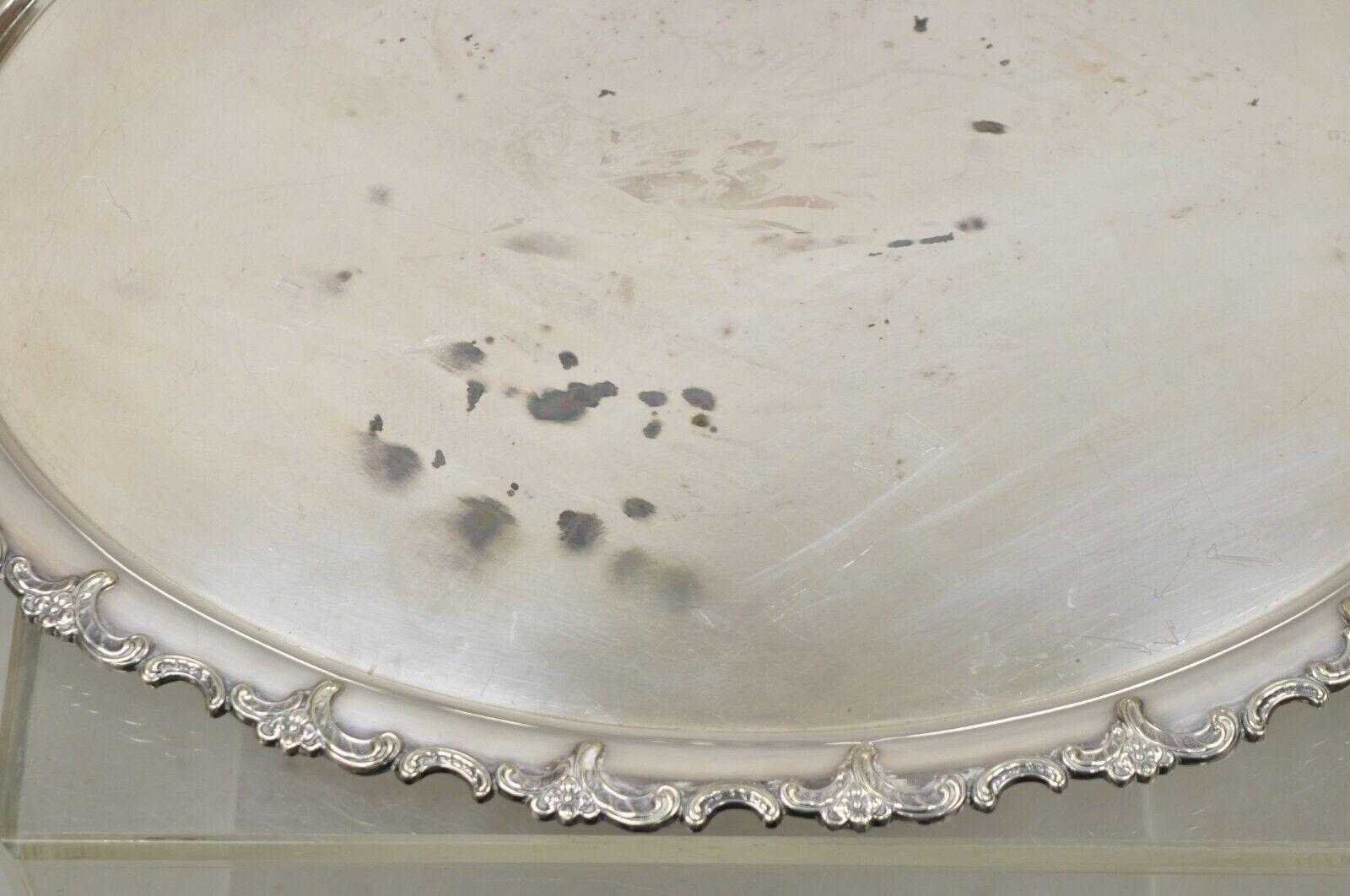 Vintage Handarbelt Alpacca Silver Plate Oval Tray Serving Platter For Sale 1